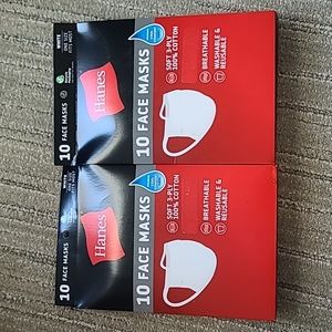 20 Adult Hanes Face Mask 2-10 Pack 100% Cotton